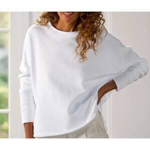 Frank & Eileen Anna Long‑Sleeve Capelet Triple Fleece White size L